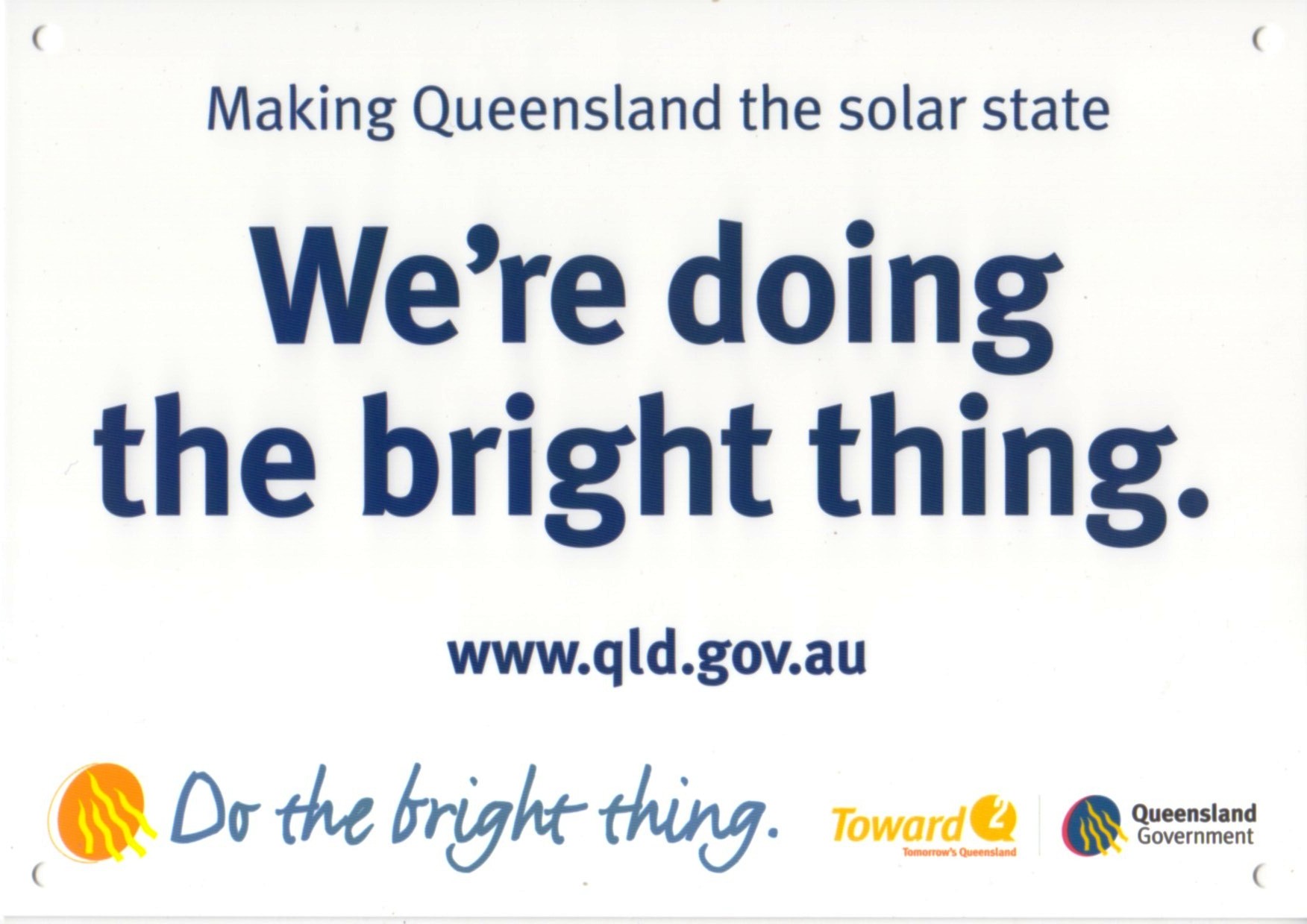 Podziękowania od Premier Queensland Anny Bligh za instalację słonecznego ogrzewacza wody.